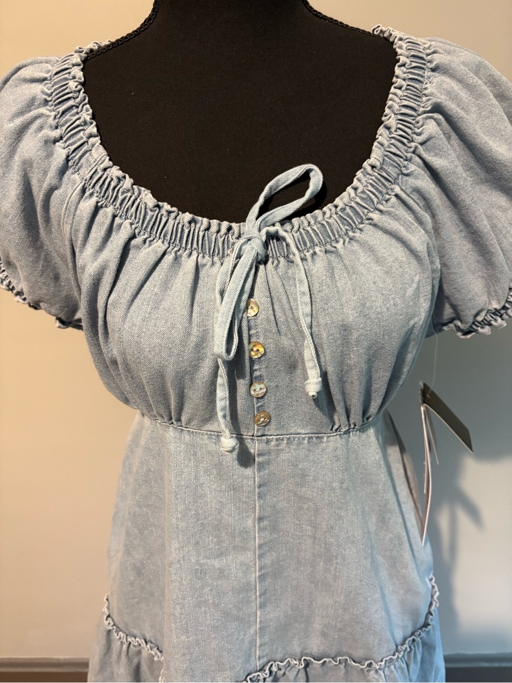 Celebrity Pink Light Blue Denim Mini Dress - Picture 2 of 8